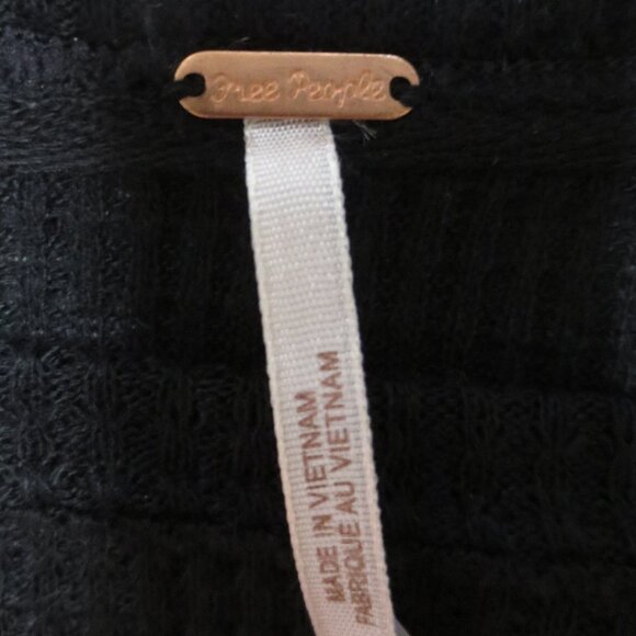 NWT FREE PEOPLE womens SHIRT boho BLACK blouse TOP ribbed CROPPED size M - Picture 9 of 16